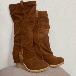 Brown suede boots